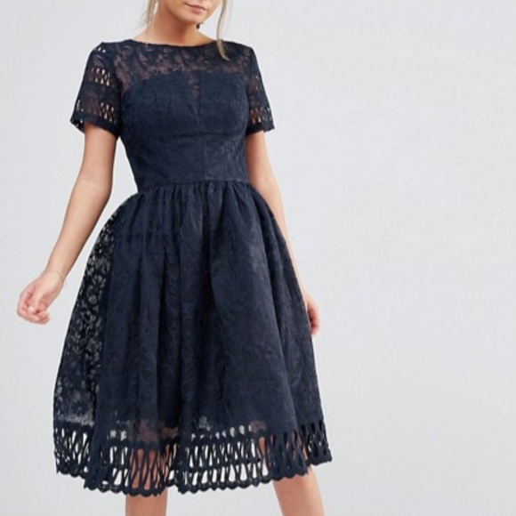 chi chi london navy lace midi dress